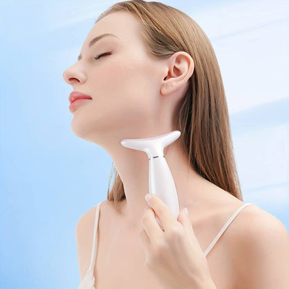 Dispositivo de Belleza Facial y de Cuello Recargable con LED y Masajeador Calorífico